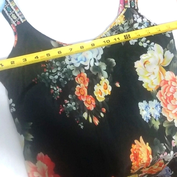 JOHNNY WAS MIXED PRINT BLACK SILK TANK DRESS SIZE SMALL EUC - Picture 14 of 14